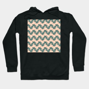 Retro Blue Daisy Zigzag Stripe on Pink Background Hoodie